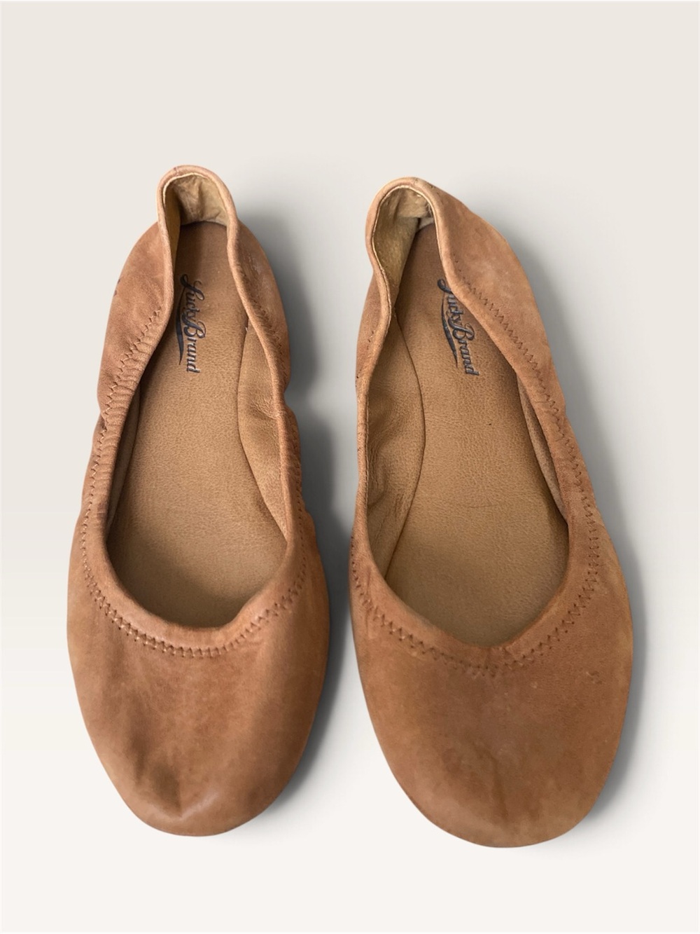 Lucky Brand Emmie Leather Scrunch Elastic Ballet Flats Size 8